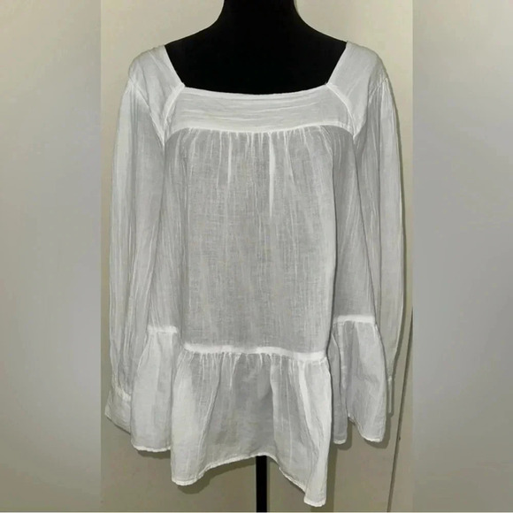 American Eagle Oversized Square Neck Long Sleeve Peasant Blouse - NWOT - Picture 2 of 6